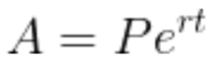 exponential growth formula (A = Pe ^rt)